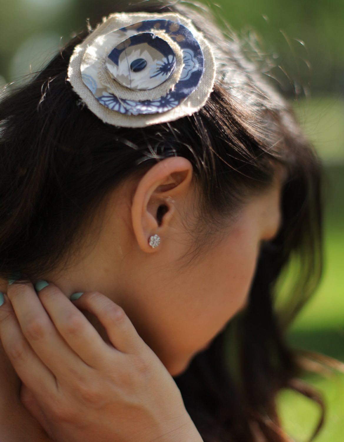 Vintage Fabric Round Hair Clip