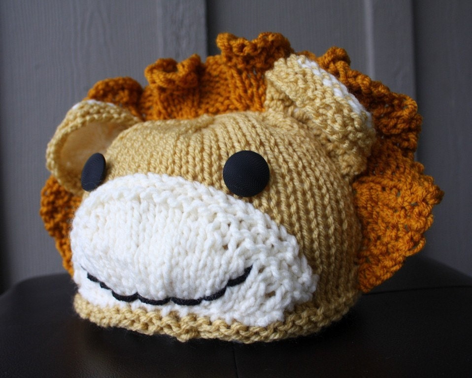 Knitting Pattern Baby Lion Animal Hat (PDF)