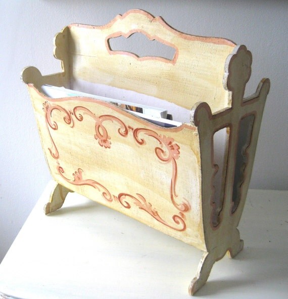 vintage shabby chic magazine rack by purejoypaperie on etsy vintage shabby chic magazine rack by purejoypaperie on etsy
