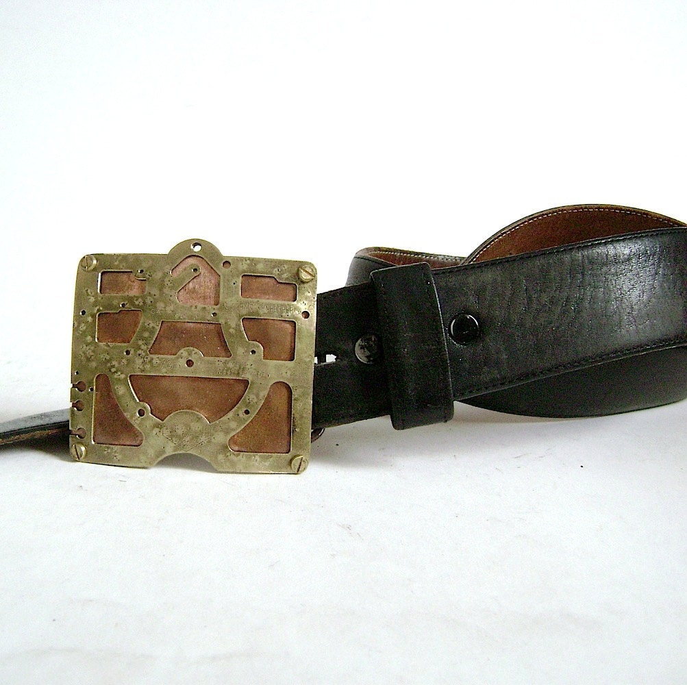 Clockwork: Brass and Copper Belt Buckle