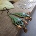 Chandelier Dangle Earrings, Nouveau Filigree Earrings, Rustic Metal Verdigris Patina, Mocha Brown Earrings - MERCURY