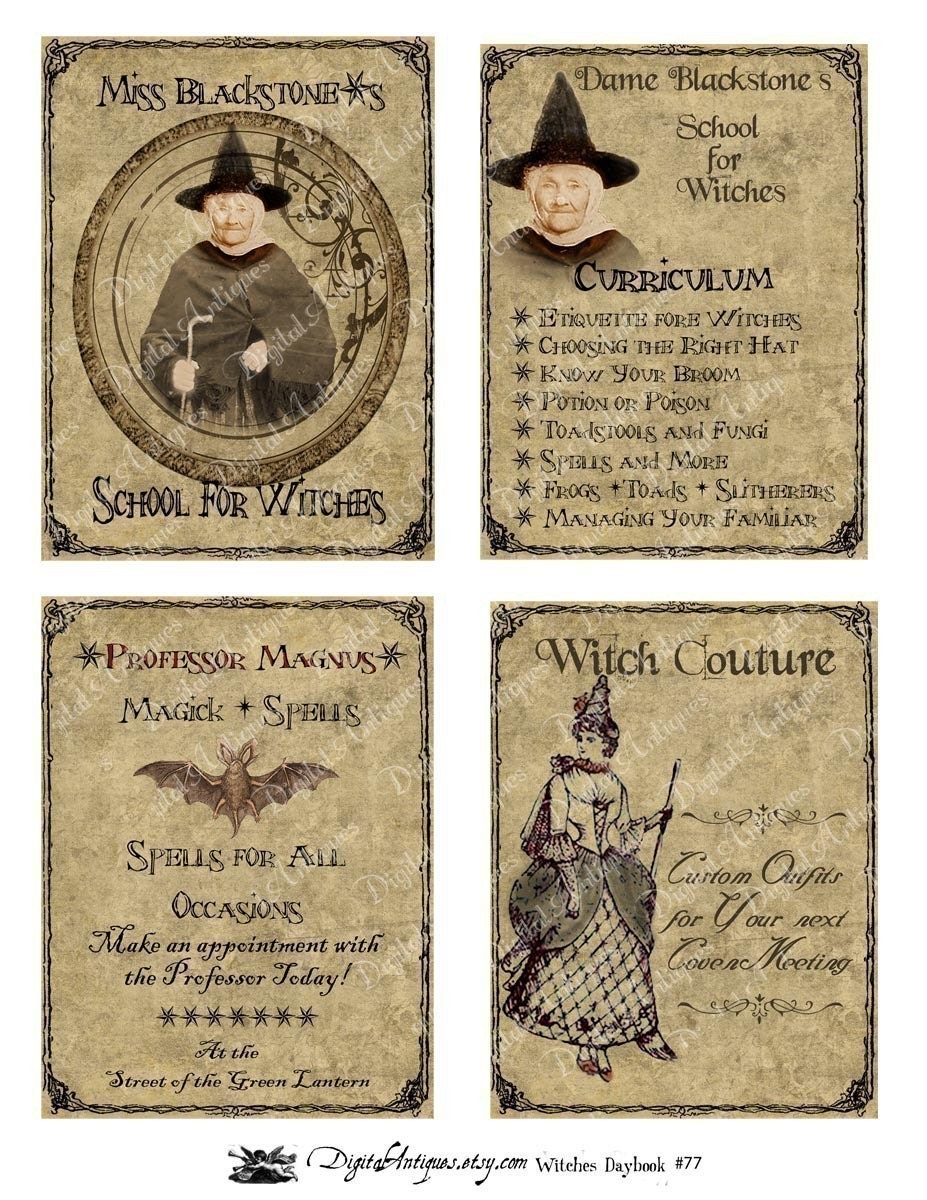 Vintage Halloween Witch's Daybook Printable Digital Download