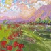 Large abstract poppy original oil painting impasto landscape canvas impressionism palette knife red flowers contemporary 16 x 20