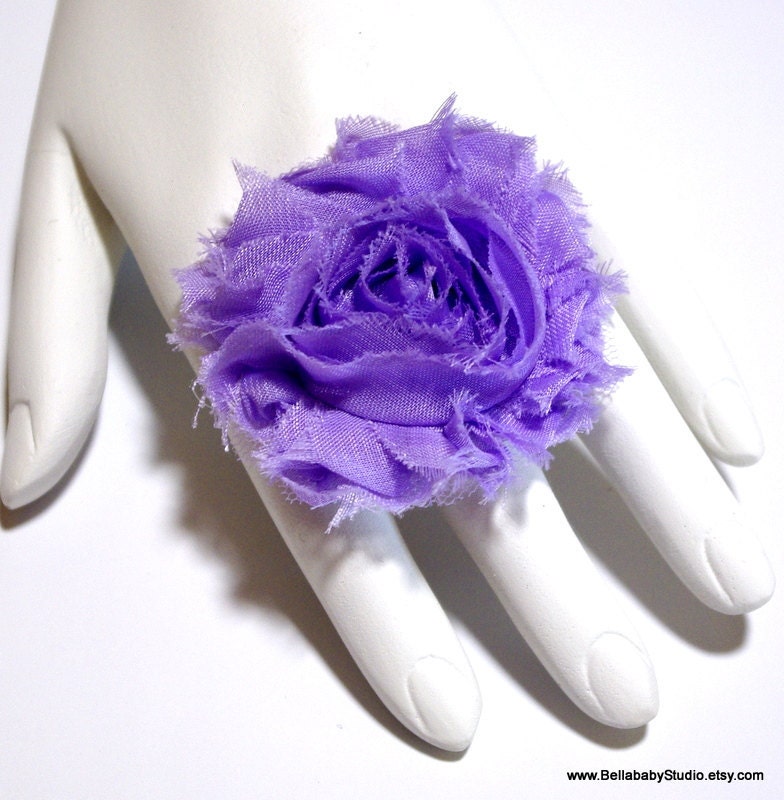 Lavender Fabric Rosette Adjustable Filigree Ring