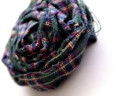 Small Green Plaid Fabric Rosette Hair Clip