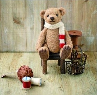 DIY handmade Felt Wool Winter Bear kit package