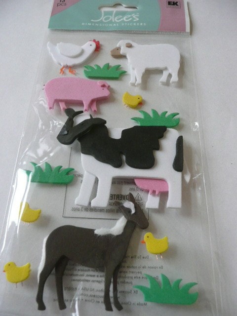 FARM ANIMALS Jolee's Boutique 3d Scrapbooking stickers -Sheep, Horse, Cow, Pig Chicks CUTE