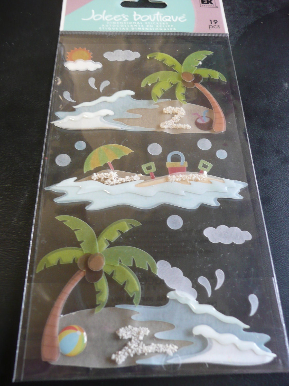 PALM TREES and SAND Jolee's Boutique Scrapbooking Wholesale Stickers- Ocean, Waves, Beach