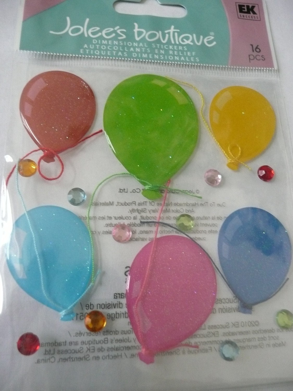 PARTY BALLOONS Jolee's Boutique Scrapbooking Supplies stickers - Happy Birthday, Rhinestones