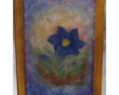 Pulsatilla - Easter Flower - wool fiber art , wall hanging , wool picture in waldorf tradition