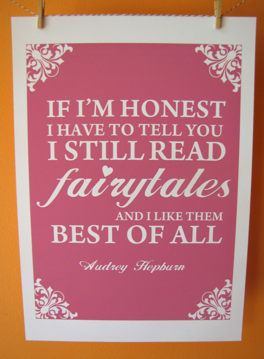 Fairytale Audrey Hepburn Quote  A4 Size Art Poster Print