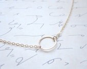 Simple Gold Circle Necklace, Oval Necklace, 14k Gold Filled Chain Gold, Circle Necklace, Also in Sterling Silver