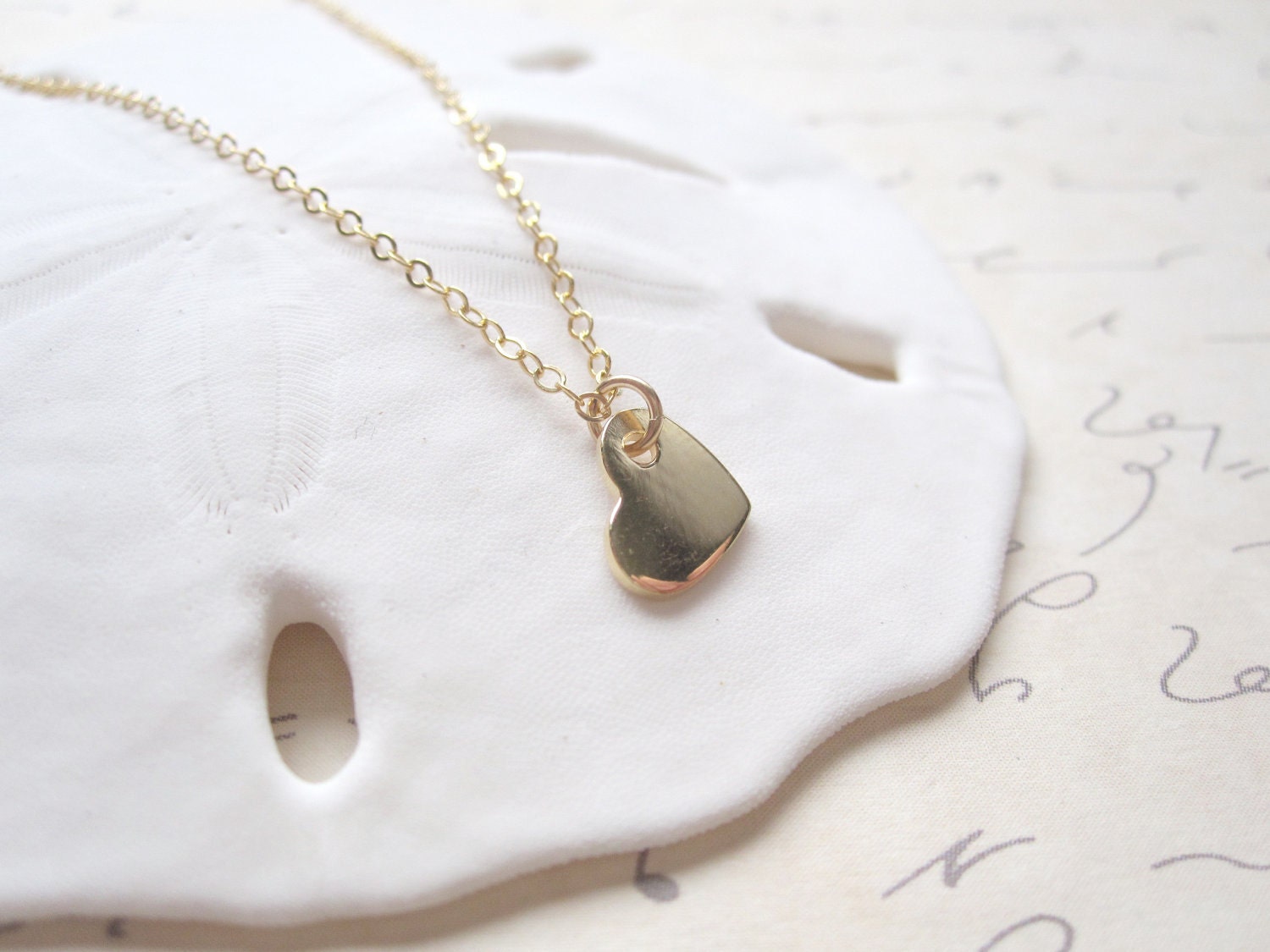 Simple Gold Vermeil Heart Necklace on 14k Gold Filled Chain, Small Gold Heart Necklace