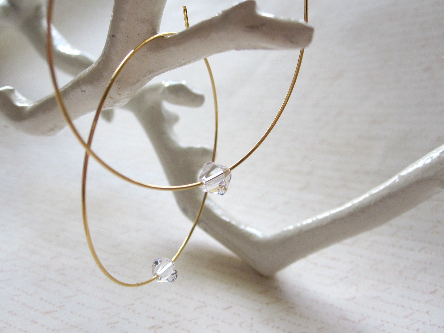 Large Gold Plated Hoops with Swarovski Crystals Earrings