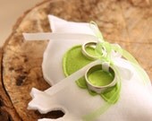 Wedding Ring pillow Love bird in your favourite color with name and date (bearer)