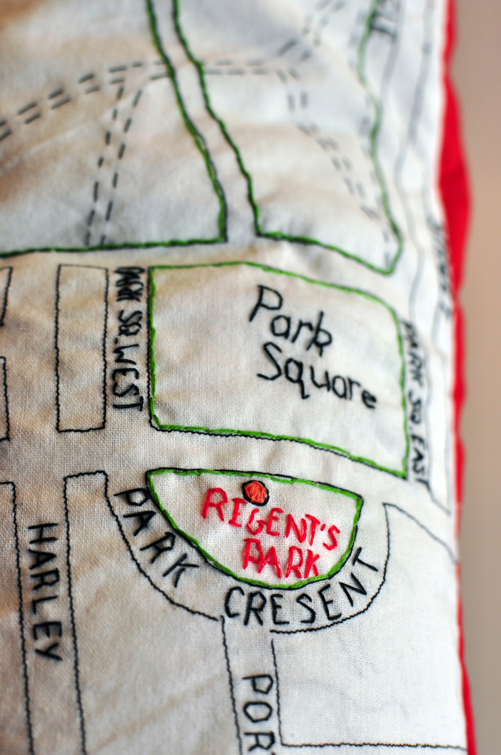 Embroidered London Map Cushion - Regent Park