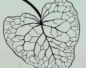 Leaf Art Custom 8 x 10 Print, Mint Green Modern Wall Print, Leaf Silhouette, Nature Decor