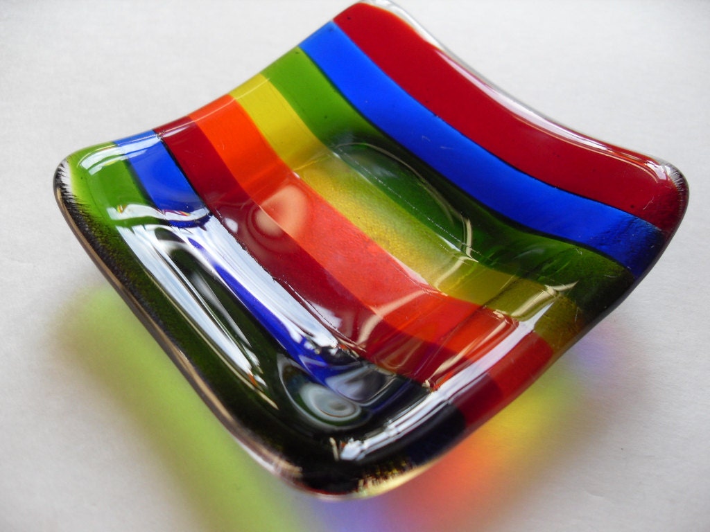 Rainbow fused glass mini dish