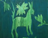 Otomi Patina Copper  Folk Art Original Oil Painting