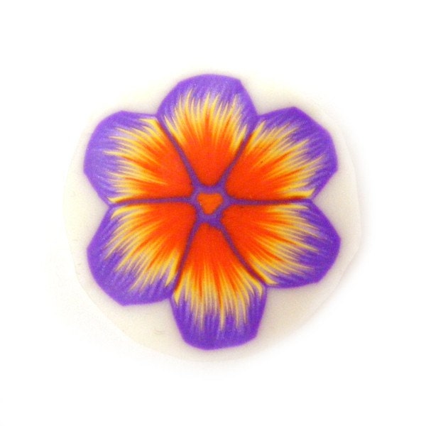 SALE Polymer Clay Cane Millefiori Purple, Orange and Yellow Flower