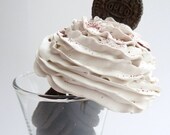 Oreo cookie jar or sweet jewelry box Cupcake glass retro vintage (ring holder ,kitchen, photography prop ,first birthday party, baby shower favor ,bridal ,bakery,girls room, wedding,coffee shop) - white Icing unique gifts for the holidays and hostess