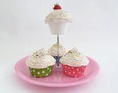 CUPCAKE STAND Topped With Fake Cupcake Box ,cake pedestal stand ,dessert plates, cake stand plate,cake stand tier sweet Melamine pink  plate