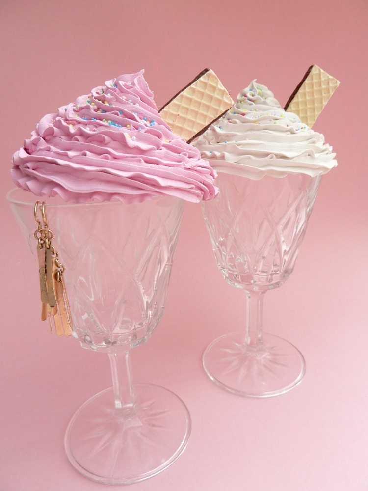 kitchen Cannisters set of 2 Cupcake ice cream cone CANDY LAND glass Alice in wonderland retro vintage( first birthday party, bridal ,baby shower favor bakery,girls room, wedding,coffee shop) - pink and white Icing unique gifts for the holidays and hostess