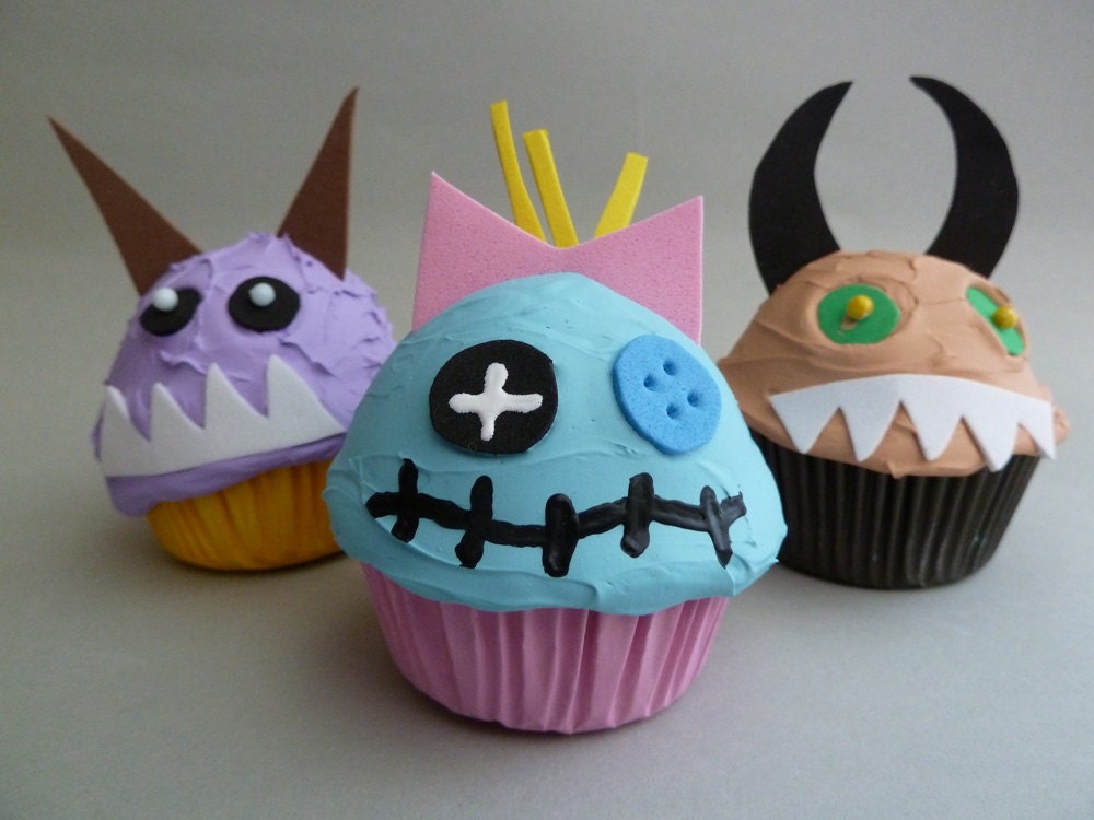 Guy Monster Christmas Ornament Fake Cupcake for photography session props or for girls and boys rooms decoration