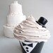 WEDDING RING BEARERS Bride And Groom fake cupcakes whimsical ring holder and can be wedding cake topper - melamine cup cream frosting