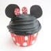 Minnie Mouse Cupcake fake cupcake Christmas ornament  and Theme birthday party decoration and first birthday picture photo prop black icing