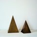 Brass Geometric Triangle Pyramid Statues - Set of 2 - Pair