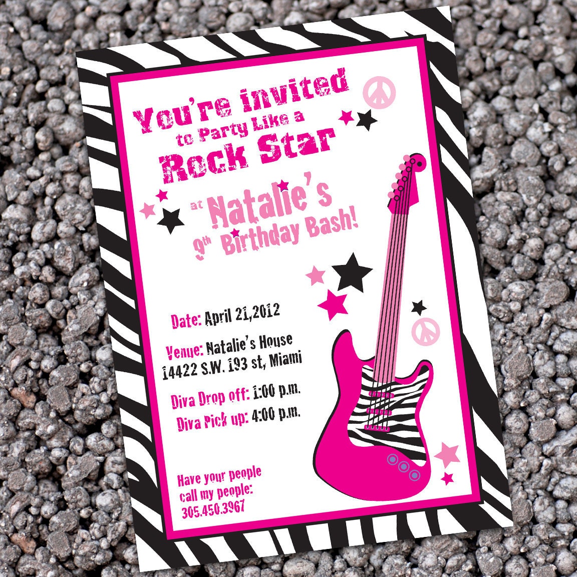 PERSONALIZED Rockstar Birthday Party Invitation (Digital File)