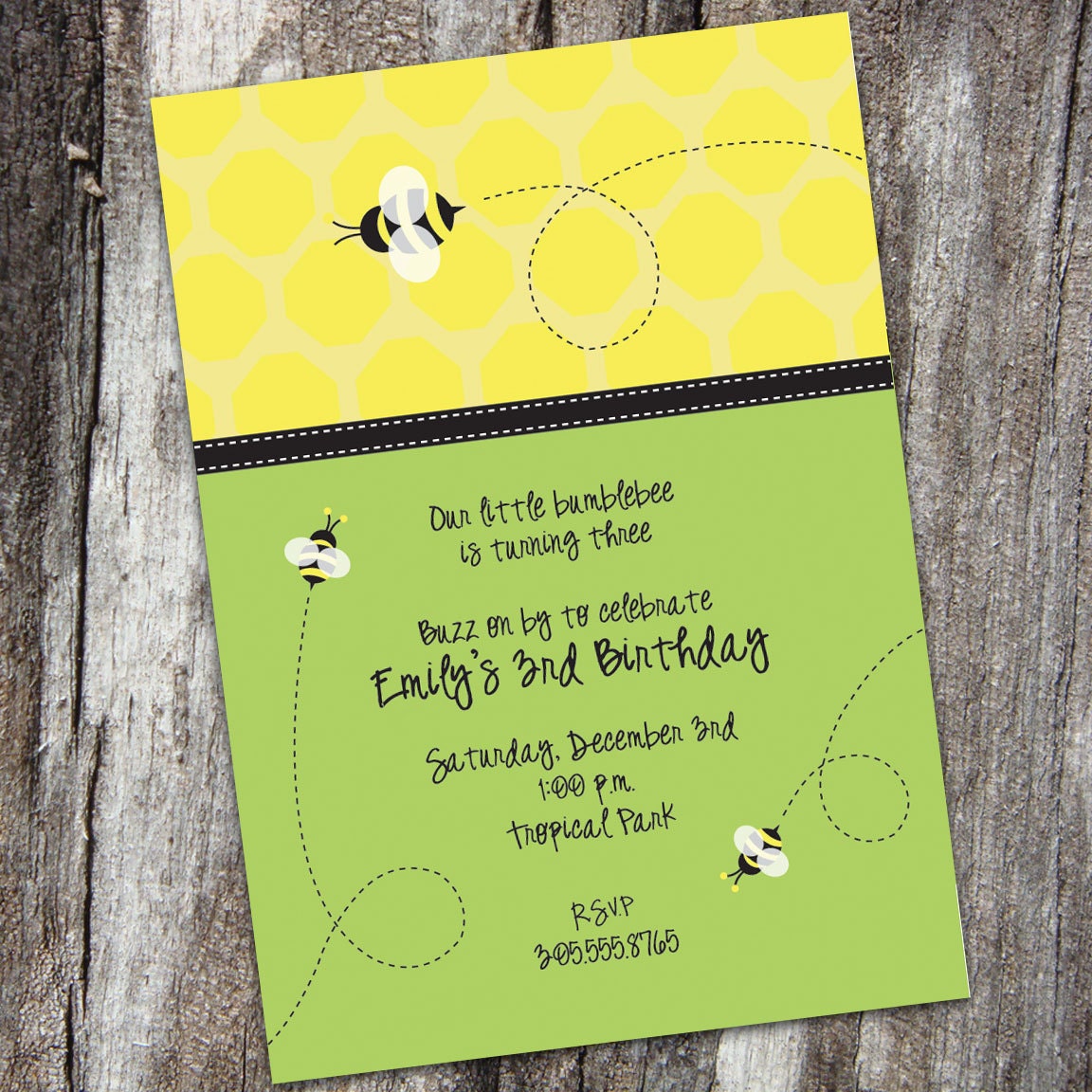 PERSONALIZED Bumble Bee Birthday Party Invitation (Digital File)