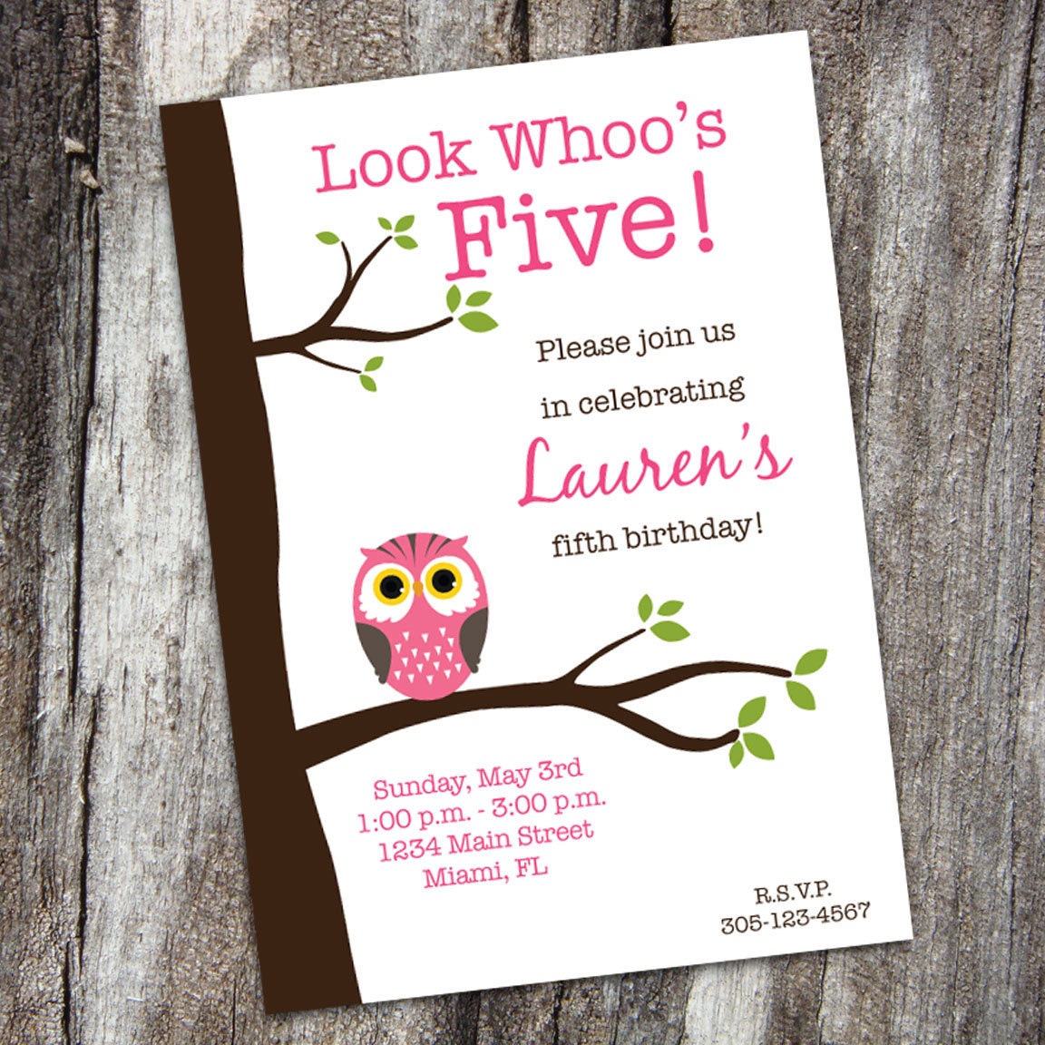 PERSONALIZED Birthday Owl Party Invitation (Digital File)