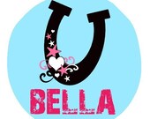 Personalized COWGIRL HORSESHOE Baby Bodysuit or Toddler Tee - Available in various colors and sizes