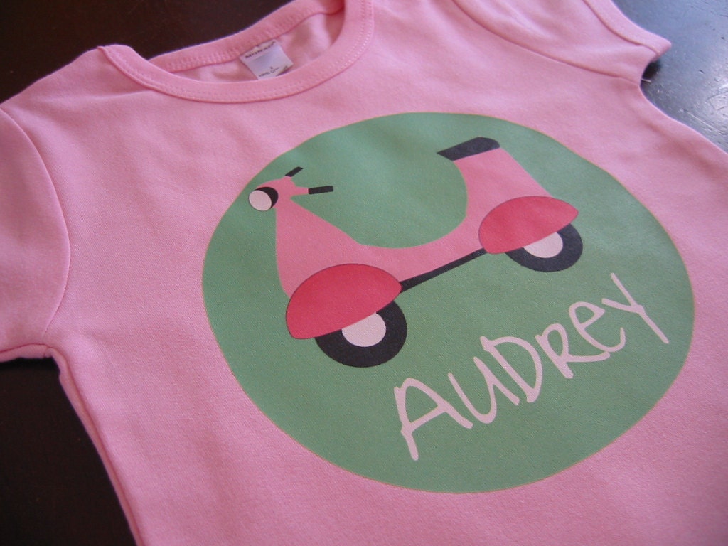 Personalized GIRL VESPA Baby or Toddler Tee - Available in various colors and sizes