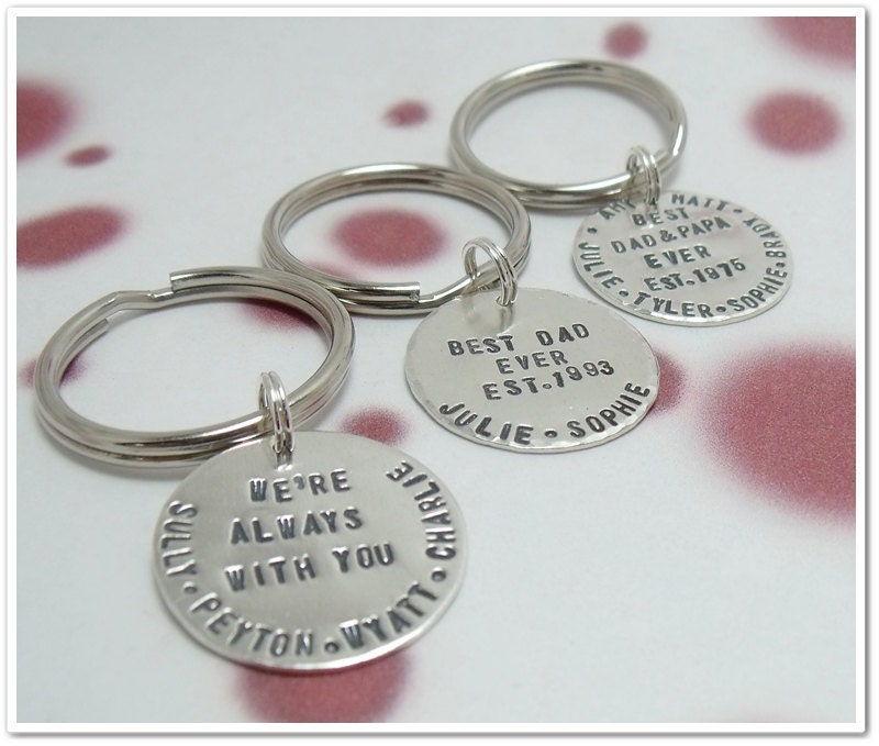 SALE -Personalized Dad Key Chain - Hand Stamped Sterling Silver - Dad Daddy Father Grandpa Grandfather Gifts- Fathers Day - Gifts for Dad