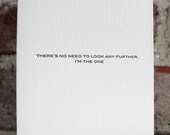 i'm the one. letterpress card