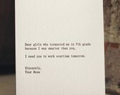 dear girls. letterpress card