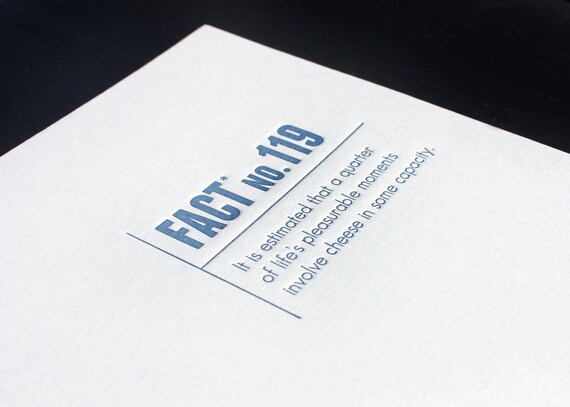 Made Up Stats Cheese. Letterpress Card