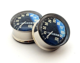 Junkyard Picture Plugs gauges - 00g, 1/2, 9/16, 5/8, 3/4, 7/8, 1 inch STYLE 1