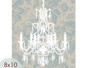 Rustic French Chandelier 8x10 Print -(Tan and Blue) French Country Inspired (Customizable Colors) Buy 3 get one Free