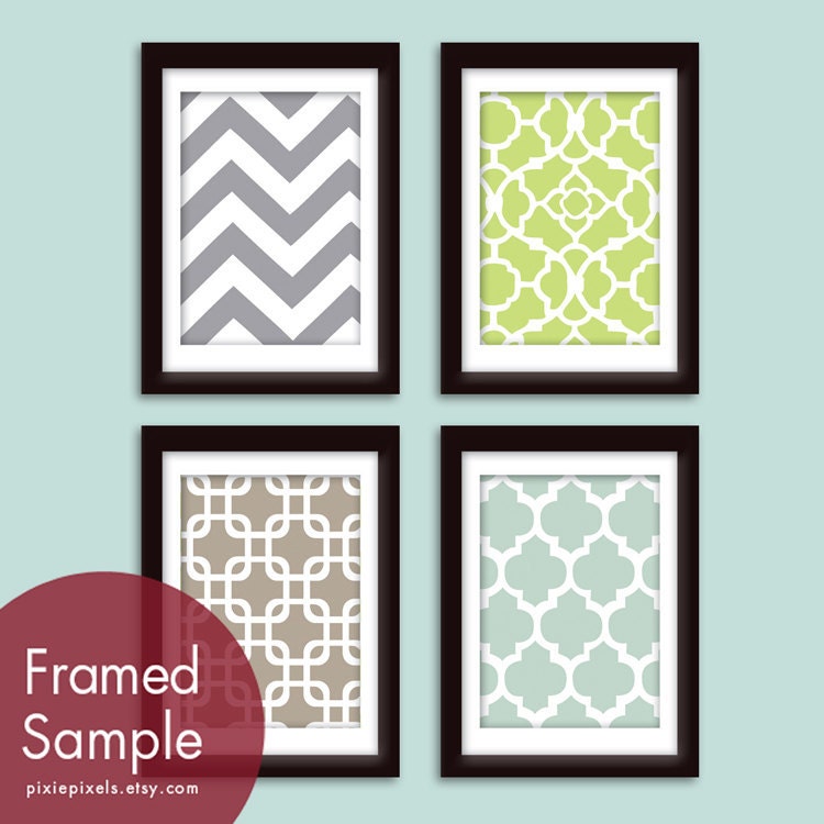 Modern Patterns (Series A) Set of 4 - 5x7 Art Prints (Featured in Dolphin, Spring Green, Truffle Brown and Silver Sage)