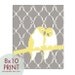 Love Birds on a Perch - 8x10 PRINT (Grey and Yellow) Modern French Country Inspired (Buy 3 Get One Free)
