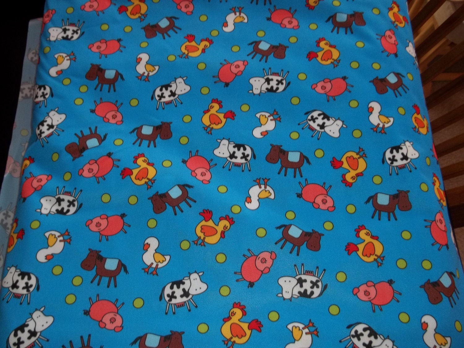 Blue A Doodle Doo Farm Polyester PUL By The Yard