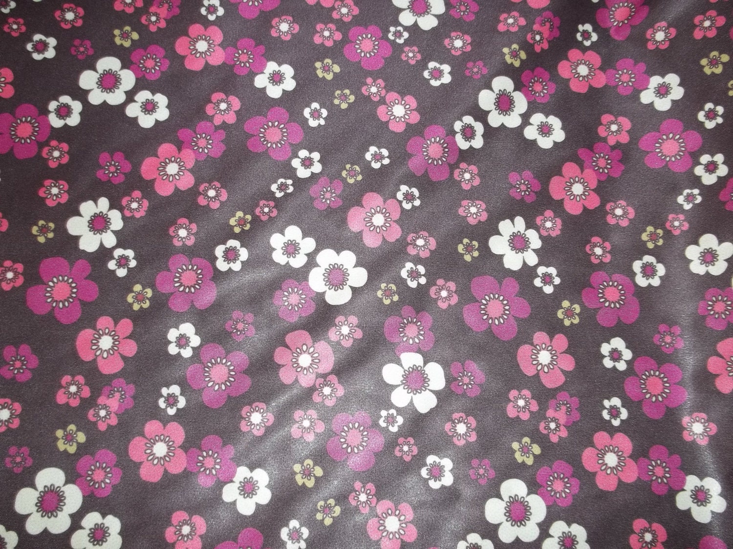 Pink And Brown Floral Polyester PUL Diaper Cut 18 in X 20 in
