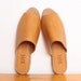 80s / 90s Slide Sandals / Tan / Nude Leather by Nine West - Size 8.5 Womens - Unworn Basic Open Toe Flat Sandals