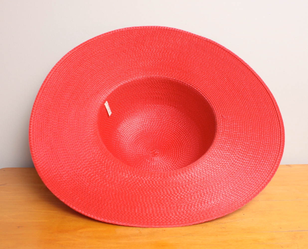 1980s Red Floppy Straw Hat - Womens Woven Wide Brim Beachy Summer Hat