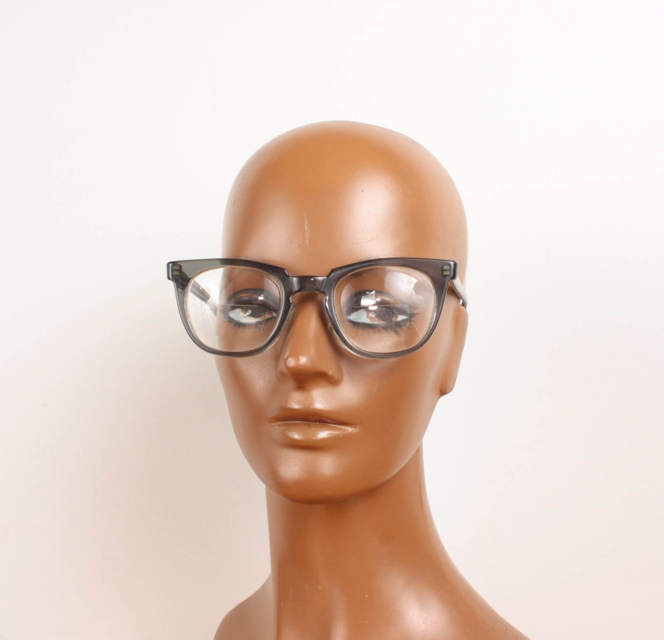 1950s Glasses / Grey Rimmed Plastic 50s Eyeglasses Frames