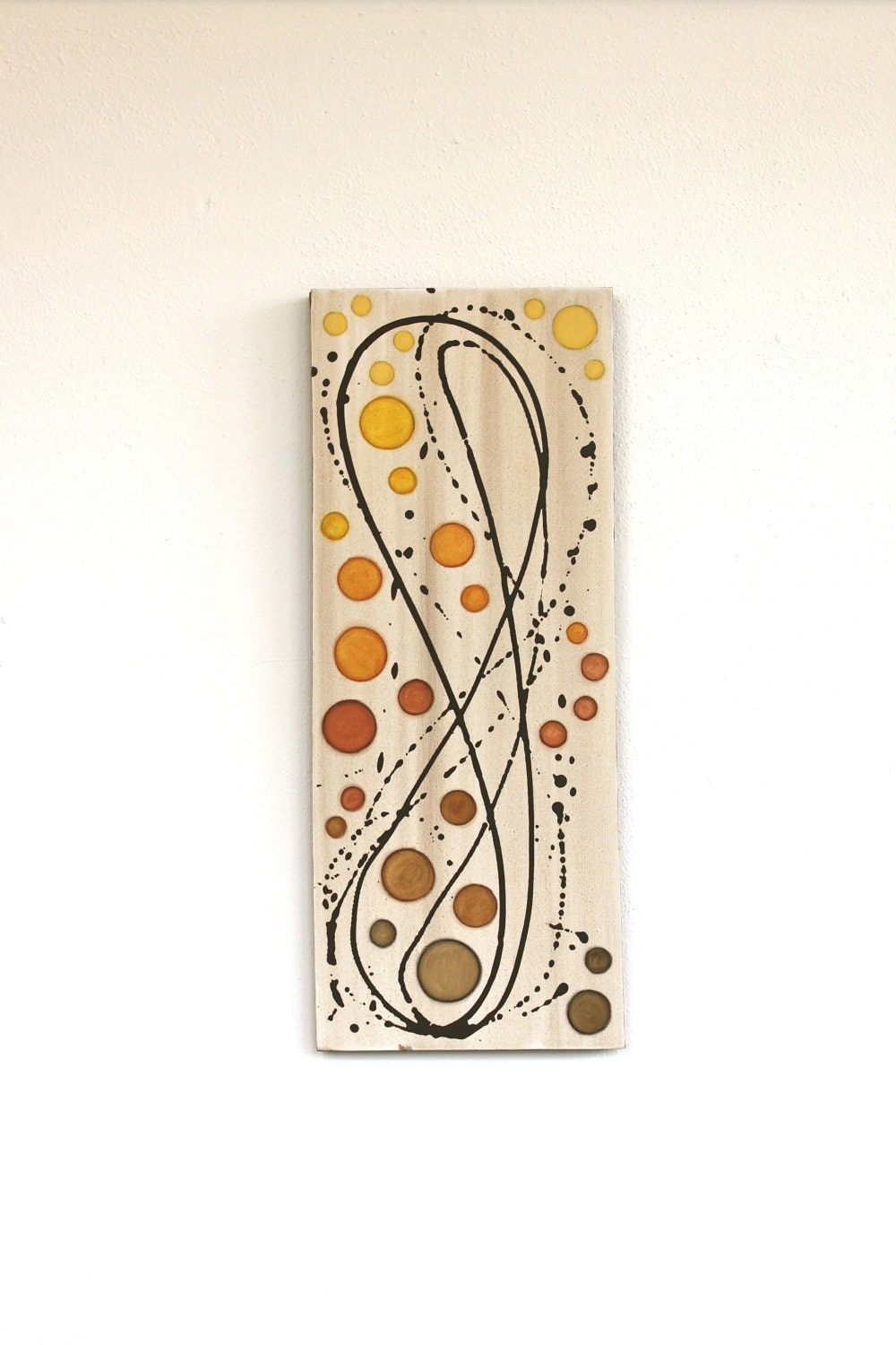 modern art orange brown yellow circles abstract original acrylic painting on canvas
